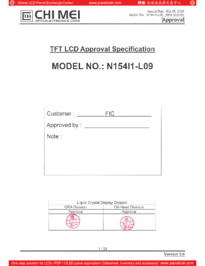 . Various Panel CMO N154I1-L09 6 [DS]  . Various LCD Panels Panel_CMO_N154I1-L09_6_[DS].pdf
