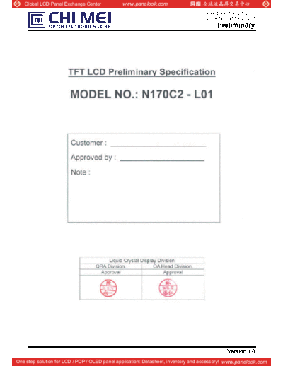 . Various Panel CMO N170C2-L01 0 [DS]  . Various LCD Panels Panel_CMO_N170C2-L01_0_[DS].pdf