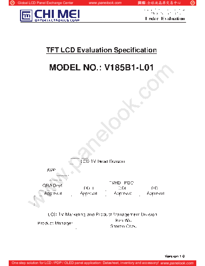 . Various Panel CMO V185B1-L01 2 [DS]  . Various LCD Panels Panel_CMO_V185B1-L01_2_[DS].pdf