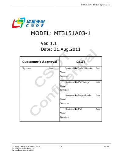 . Various Panel CSOT MT3151A03-1 1 [DS]  . Various LCD Panels Panel_CSOT_MT3151A03-1_1_[DS].pdf