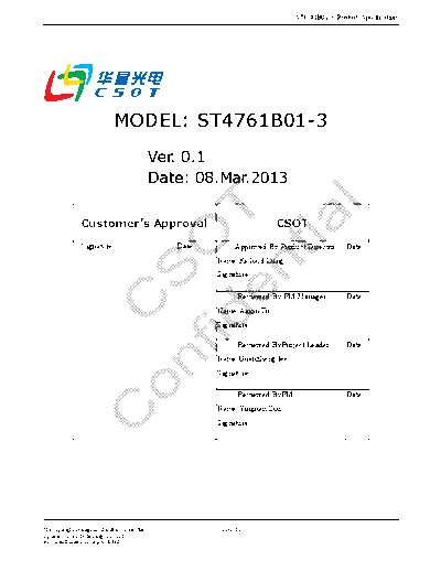 . Various Panel CSOT ST4761B01-3 0 [DS]  . Various LCD Panels Panel_CSOT_ST4761B01-3_0_[DS].pdf