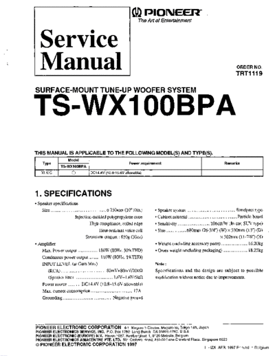 Pioneer TS-WX100BPA  Pioneer Audio TS-WX100BPA.pdf