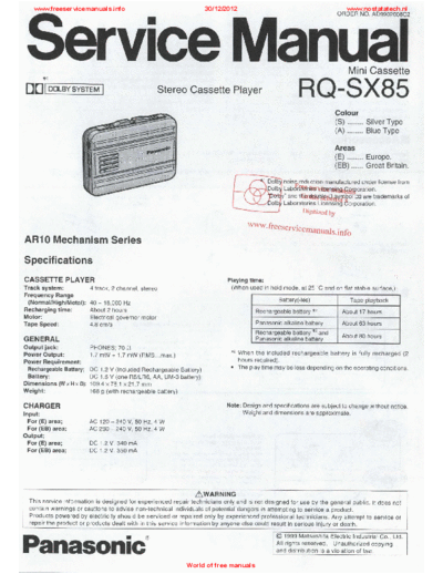 panasonic panasonic rq sx85  panasonic Audio RQ-SX85 panasonic_rq_sx85.pdf