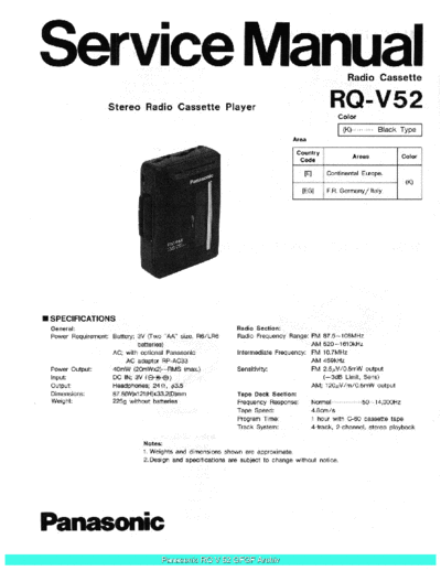panasonic Panasonic RQV52 sch  panasonic Audio RQ-V52 Panasonic_RQV52_sch.pdf