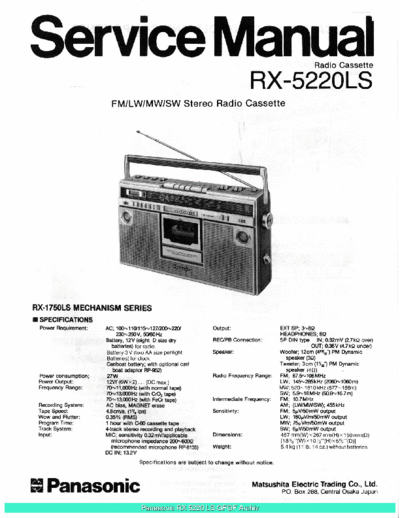 panasonic RX5220LS sch  panasonic Audio RX-5220LS Panasonic_RX5220LS_sch.pdf