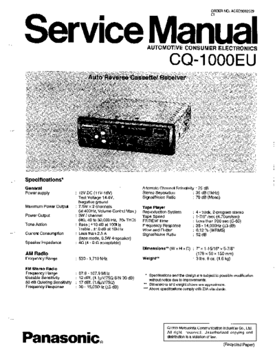 panasonic 90252900  panasonic Car Audio CQ-1000EU 90252900.PDF