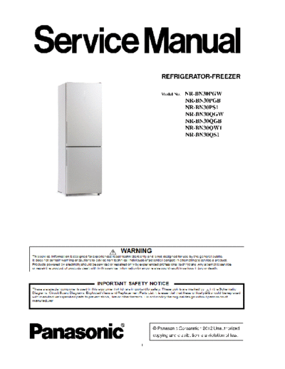 panasonic NR-BN30 Service Manual V3  panasonic Freezer NR-BN30PGW NR-BN30 Service Manual V3.pdf