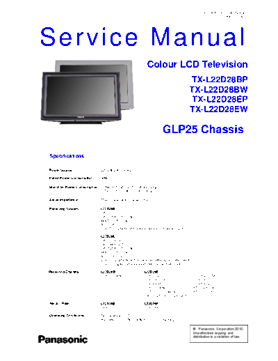 panasonic PCZ1007123CE  panasonic LCD TX-L22D28EW PCZ1007123CE.pdf