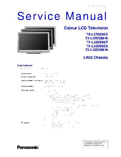 panasonic PCZ1005068CE  panasonic LCD TX-L32D28EW PCZ1005068CE.pdf