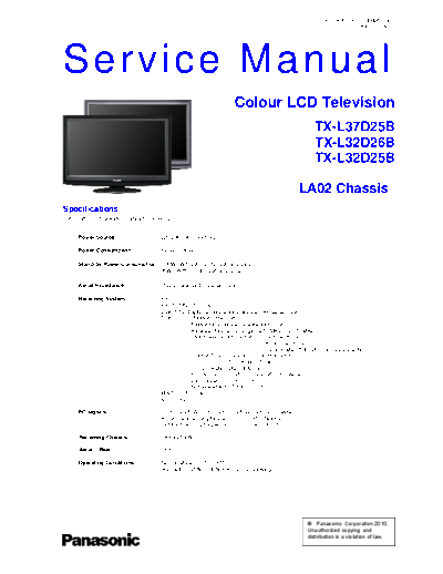 panasonic PCZ1004050CE  panasonic LCD TX-L37D25B PCZ1004050CE.pdf