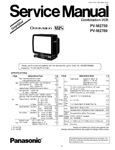 panasonic PV-M2759,+PV-M2789  panasonic TV-Video PV-M2789 PV-M2759,+PV-M2789.pdf