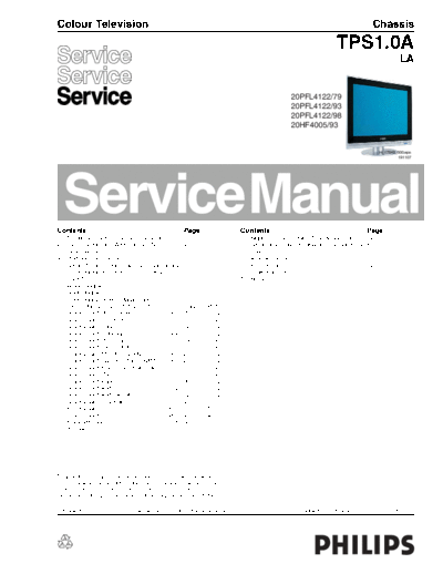 Philips TPS10ALA ET-SB-SI 1289542108  Philips LCD TV  (and TPV schematics) TPS1.0A la TPS10ALA_ET-SB-SI_1289542108.pdf