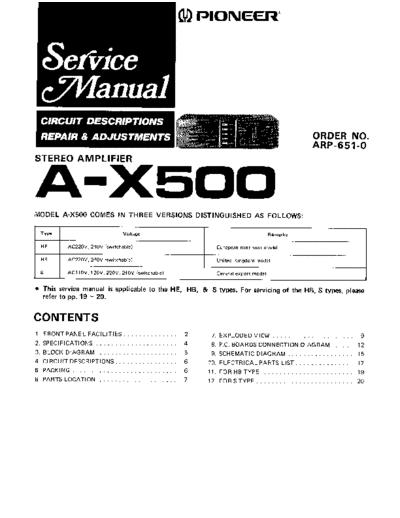 Pioneer hfe pioneer a-x500 arp-651-0 service en  Pioneer Audio A-X500 hfe_pioneer_a-x500_arp-651-0_service_en.pdf
