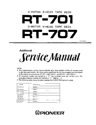Pioneer hfe pioneer rt-701 707 service add art-254-0 en  Pioneer Audio RT-701 hfe_pioneer_rt-701_707_service_add_art-254-0_en.pdf