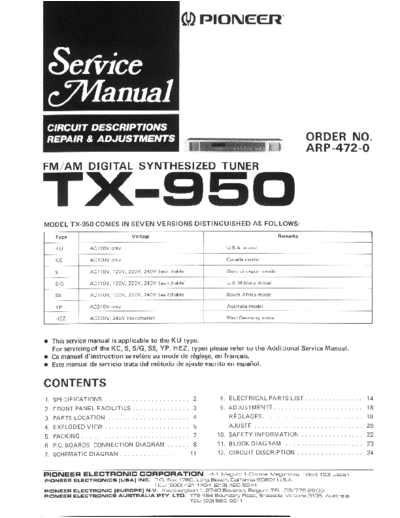 Pioneer hfe pioneer tx-950 schematic  Pioneer Audio TX-950 hfe_pioneer_tx-950_schematic.pdf