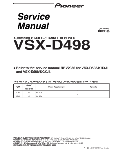 Pioneer VSX-D498 RRV2130  Pioneer Audio VSX-D498 VSX-D498_RRV2130.pdf