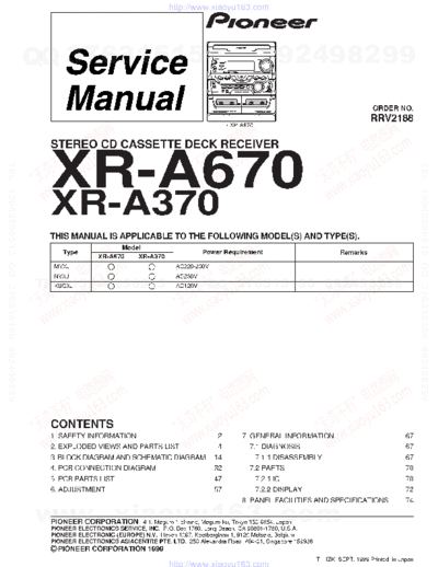 Pioneer xra670  Pioneer Audio XR-A370 xra670.pdf