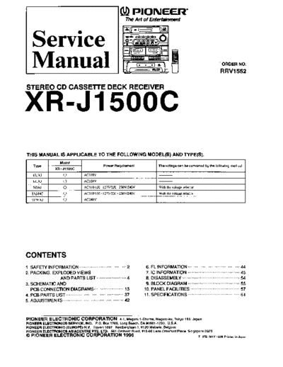 Pioneer XR-J1500 RRV1552  Pioneer Audio XR-J1500C XR-J1500_RRV1552.pdf