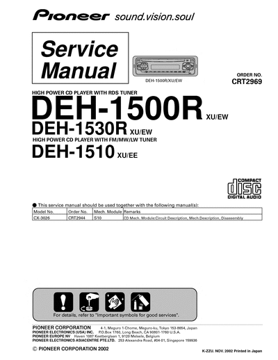 Pioneer DEH-1500R DEH-1510 DEH-1530R  Pioneer Car Audio DEH-1500R DEH-1500R_DEH-1510_DEH-1530R.djvu