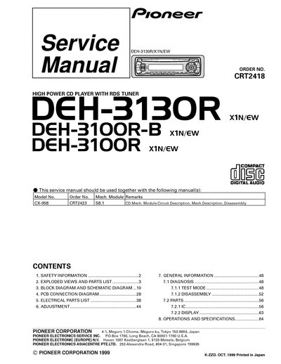 Pioneer DEH-3100R DEH-3130R  Pioneer Car Audio DEH-3130R DEH-3100R_DEH-3130R.djvu
