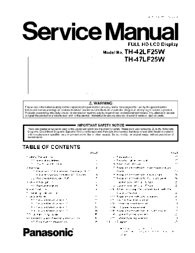 panasonic Panasonic TH-42LF25W TH-47LF25W [SM]  panasonic Training Manuals Panasonic TH-42LF25W TH-47LF25W [SM].rar