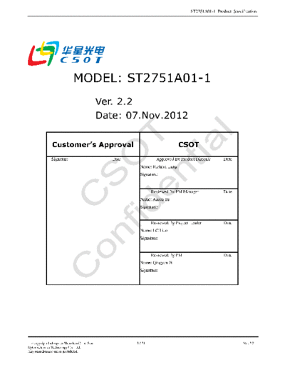 . Various Panel CSOT ST2751A01-1 0 [DS]  . Various LCD Panels Panel_CSOT_ST2751A01-1_0_[DS].pdf