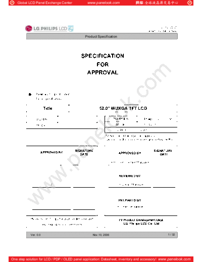. Various Panel LG-Philips LCD LC520WU1-SLA1 0 [DS]  . Various LCD Panels Panel_LG-Philips_LCD_LC520WU1-SLA1_0_[DS].pdf