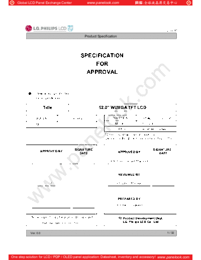 . Various Panel LG-Philips LCD LC520WU1-SLB2 0 [DS]  . Various LCD Panels Panel_LG-Philips_LCD_LC520WU1-SLB2_0_[DS].pdf