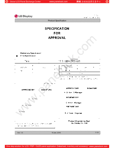 . Various Panel LG Display LP173WD1-TLB2 0 [DS]  . Various LCD Panels Panel_LG_Display_LP173WD1-TLB2_0_[DS].pdf