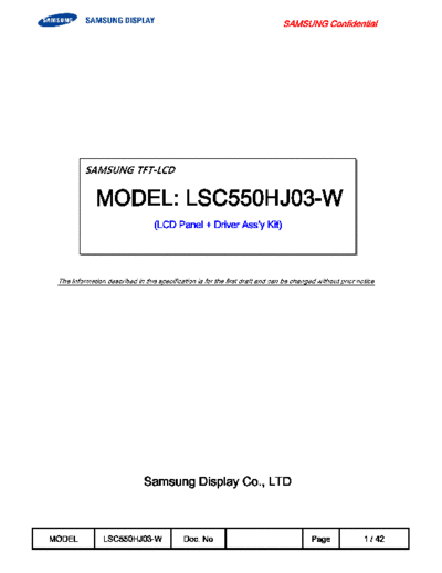 . Various Panel SAMSUNG LSC550HJ03-W 0 [DS]  . Various LCD Panels Panel_SAMSUNG_LSC550HJ03-W_0_[DS].pdf