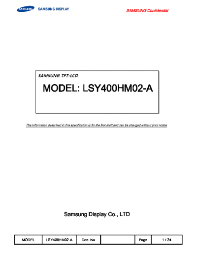 . Various Panel SAMSUNG LSY400HM02-A01 0 [DS]  . Various LCD Panels Panel_SAMSUNG_LSY400HM02-A01_0_[DS].pdf