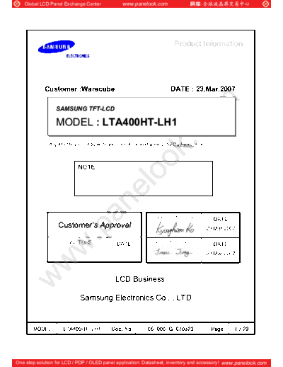 . Various Panel SAMSUNG LTA400HT-LH1 0 [DS]  . Various LCD Panels Panel_SAMSUNG_LTA400HT-LH1_0_[DS].pdf