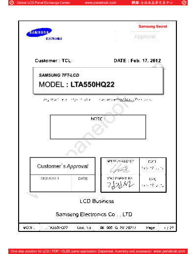 . Various Panel SAMSUNG LTA550HQ22 0 [DS]  . Various LCD Panels Panel_SAMSUNG_LTA550HQ22_0_[DS].pdf