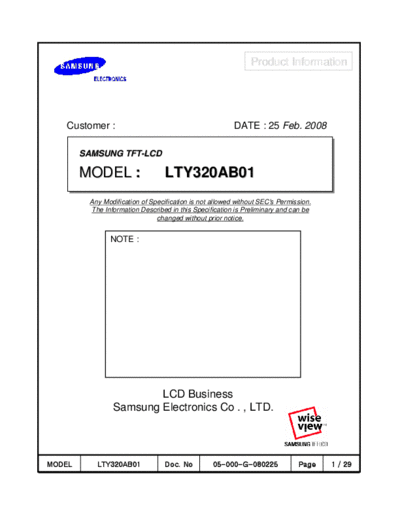 . Various Panel SAMSUNG LTY320AB01 0 [DS]  . Various LCD Panels Panel_SAMSUNG_LTY320AB01_0_[DS].pdf