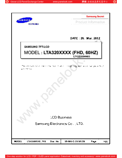 . Various Panel SAMSUNG LTY320HN03 0 [DS]  . Various LCD Panels Panel_SAMSUNG_LTY320HN03_0_[DS].pdf