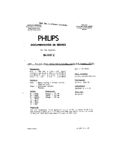 Philips B4X67Z  Philips Historische Radios B4X67Z B4X67Z.pdf