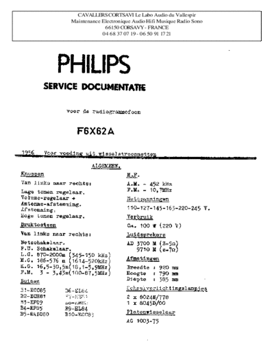 Philips f6x 62 a  Philips Historische Radios F6X62A f6x 62 a.pdf