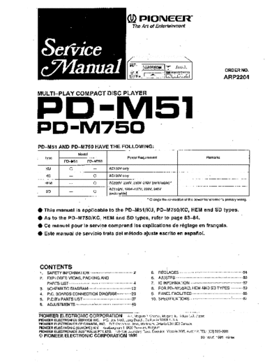 Pioneer hfe   pd-m51 m750 service en  Pioneer CD PD-M51 hfe_pioneer_pd-m51_m750_service_en.pdf