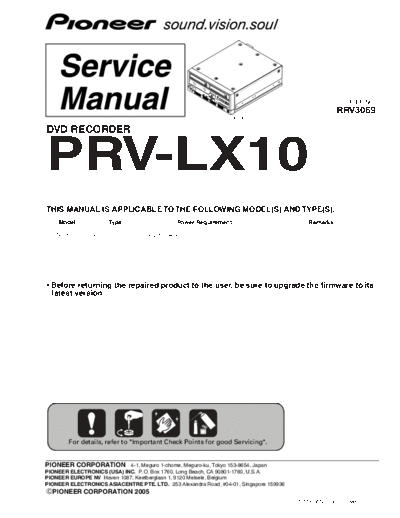 Pioneer prv-lx10 sm  Pioneer DVD PRV-LX10 pioneer_prv-lx10_sm.pdf