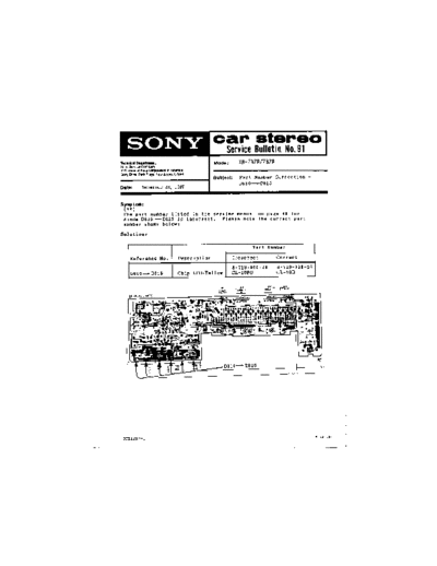 Sony CAR0091  Sony Car Stereo Service Bulletin CAR0091.PDF