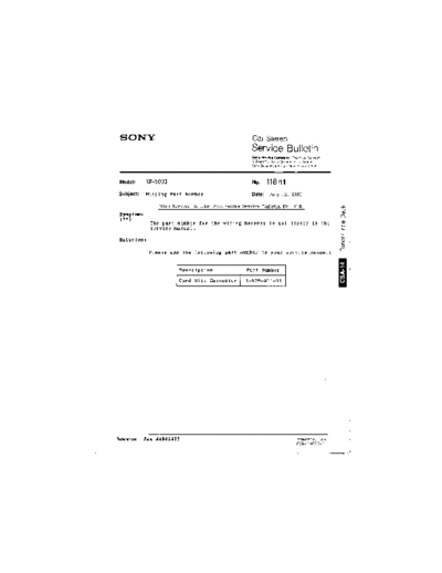 Sony CAR0118  Sony Car Stereo Service Bulletin CAR0118.PDF