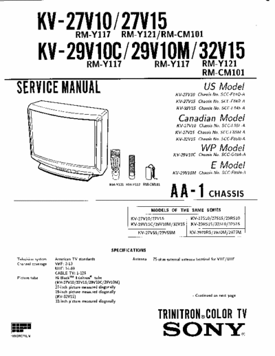 Sony KV-27V10-15 KV-29V10C-M KV-32V15 ch AA-1  Sony SONY KV chassis KV-27V10-15 KV-29V10C-M KV-32V15 ch AA-1.pdf