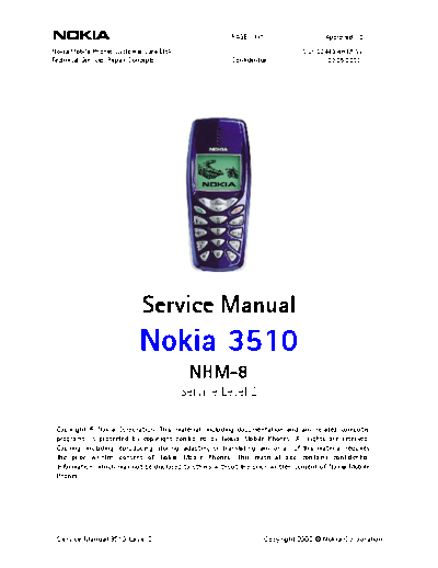 NOKIA nhm8service manual level2 v1  NOKIA Mobile Phone Nokia_3510 nhm8service_manual_level2_v1.pdf