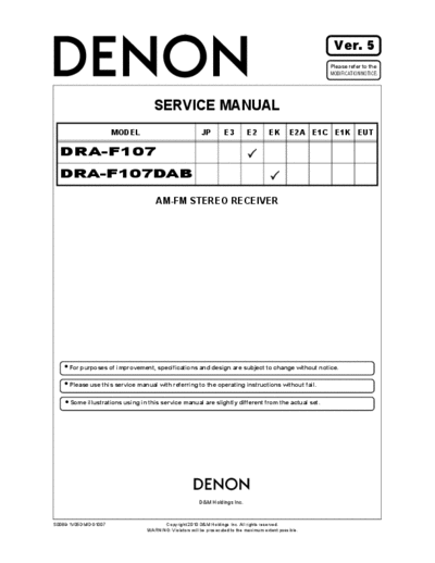 DENON  DRA-F107 & DRA-F107DAB  DENON AM FM Stereo Receiver AM FM Stereo Receiver Denon - DRA-F107 & DRA-F107DAB  DRA-F107 & DRA-F107DAB.PDF