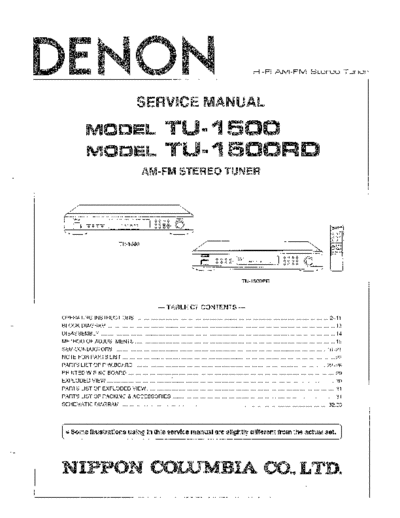 DENON  TU-1500 & TU-1500RD  DENON AM FM Stereo Tuner AM FM Stereo Tuner Denon - TU-1500 & TU-1500RD  TU-1500 & TU-1500RD.PDF