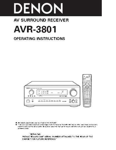 DENON  AVR-3801  DENON AV Surround Receiver AV Surround Receiver Denon - AVR-3801  AVR-3801.pdf