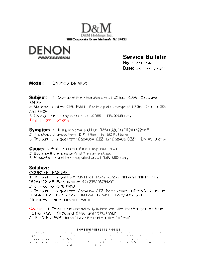 DENON Service Bulletin PZ10-048  DENON DJ Mixer DJ Mixer Denon - DN-X500 Service Bulletin PZ10-048.PDF