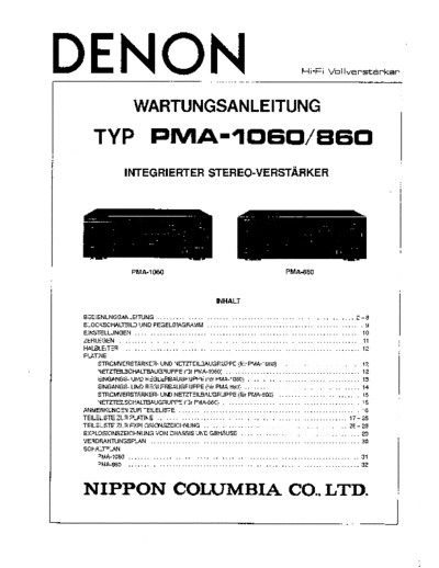 DENON  PMA-1060 & 860  DENON Integrated Stereo Amplifier Integrated Stereo Amplifier Denon - PMA-1060 & 860  PMA-1060 & 860.pdf