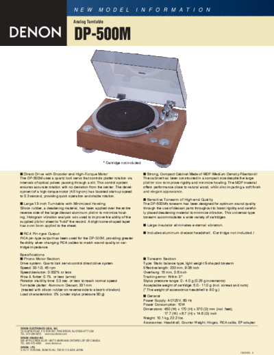 DENON  DP-500M  DENON LP Turntable LP Turntable Denon - DP-500M  DP-500M.pdf