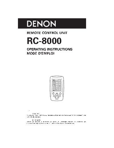 DENON  RC-8000  DENON Remote Control Unit Remote Control Unit Denon - RC-8000 & RC-8001ST  RC-8000.pdf